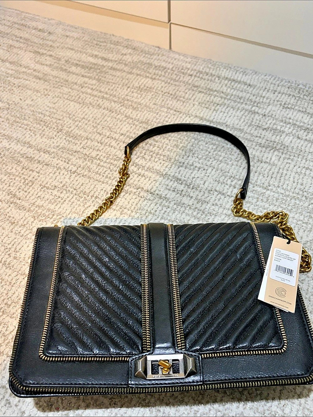 Rebecca Minkoff Chevron Quilted Jumbo Love Crossbody Black